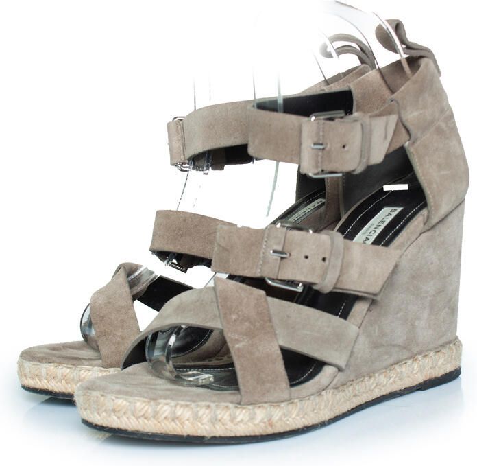 Balenciaga Pre-owned Grijze suède sleehak sandaal