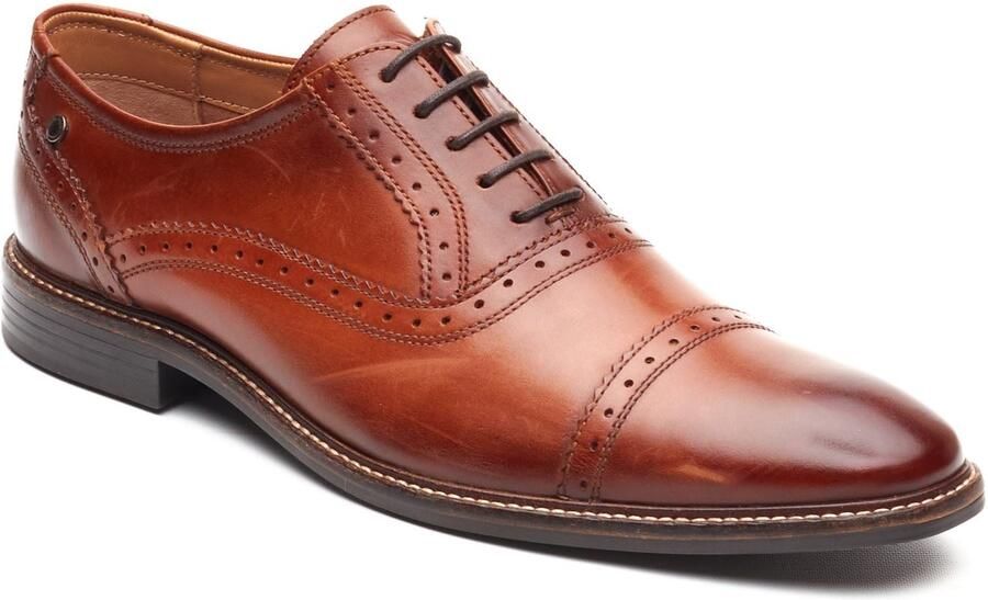 Base London Ascot Oxford Leer Heren Burnt Tan Oxford Schoenen