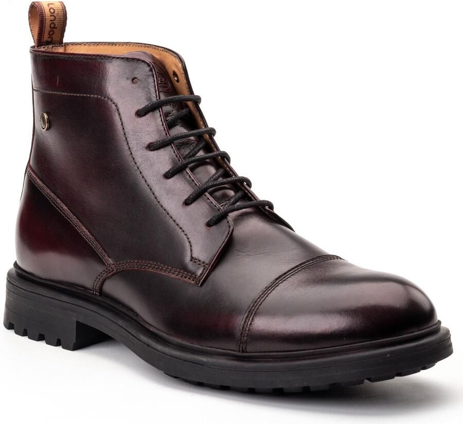 Base London Boulton Leren Heren Bordo Enkellaarzen