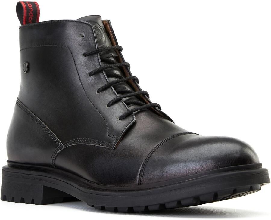 Base London Boulton Leren Heren Enkellaarzen Zwart
