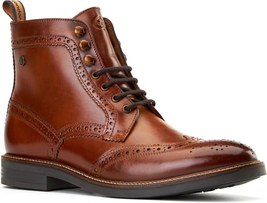 Base London Bristol Leren Herenbrandschoenen In Verbrande Tan Kleur