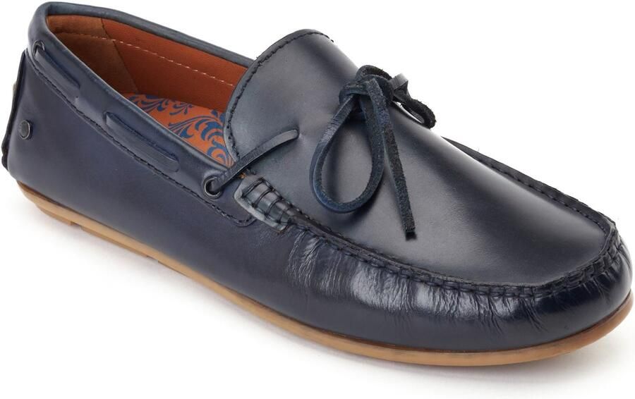 Base London Brooks Leren Heren Navy Standaard Instappers