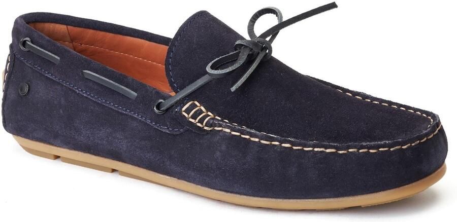Base London Brooks Leren Heren Navy Standaard Instappers