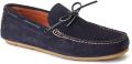 Base London Brooks Leren Heren Navy Standaard Instappers - Marineblauw