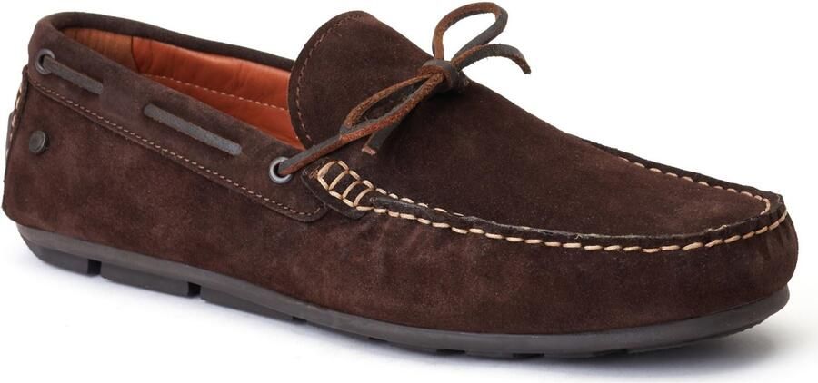 Base London Brooks Leren Herenschoenen in Gebrande Bruin Standaard Instappers