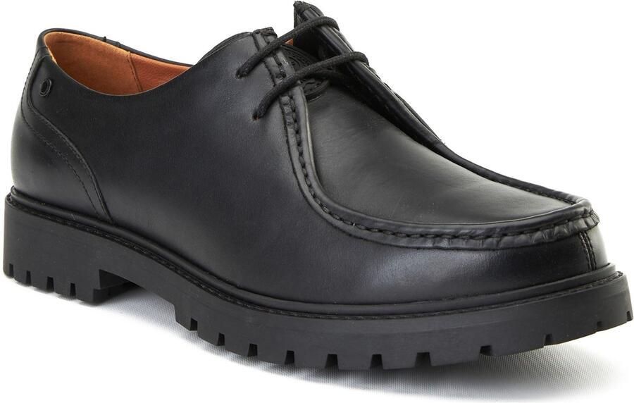 Base London Carbon Leren Heren Zwarte Mocassins Schoenen