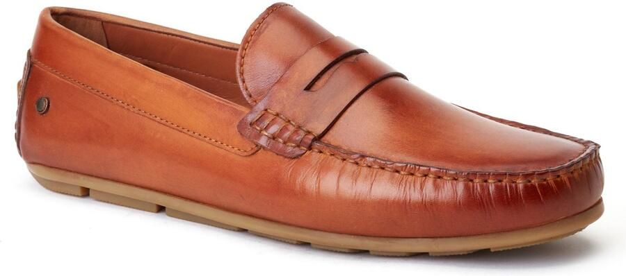 Base London Collins Driver Leren Heren Loafers in Gebrande Tan