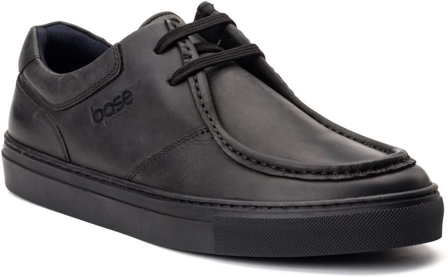 Base London Dalston Leren Heren Zwarte Mocassins Schoenen