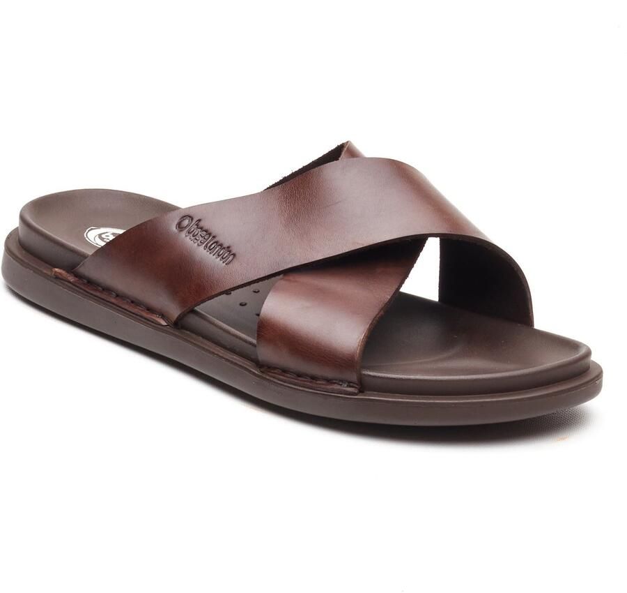 Base London Drift Leren Heren Bruine Sandalen