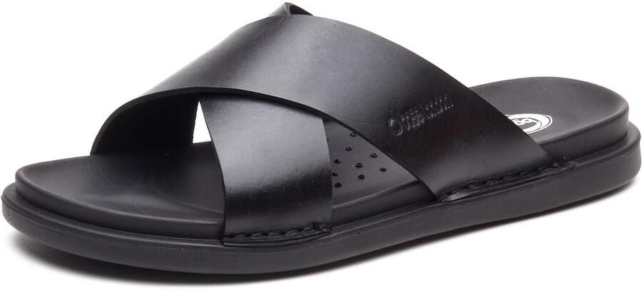 Base London Drift Leren Heren Zwarte Sandalen
