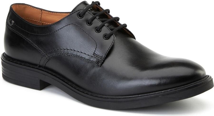 Base London Durham Leren Heren Zwarte Veterschoenen