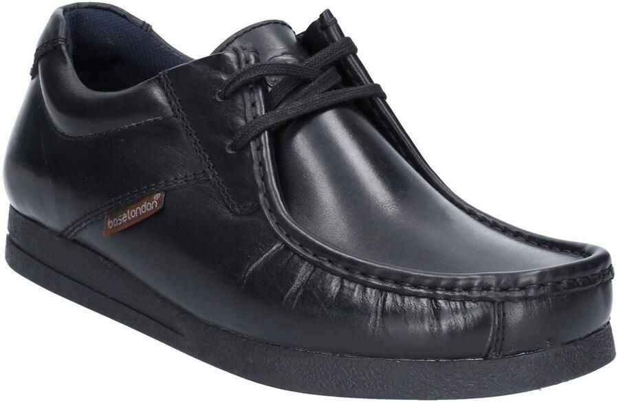Base London Event Zwarte Leren Veterschoenen Voor Heren