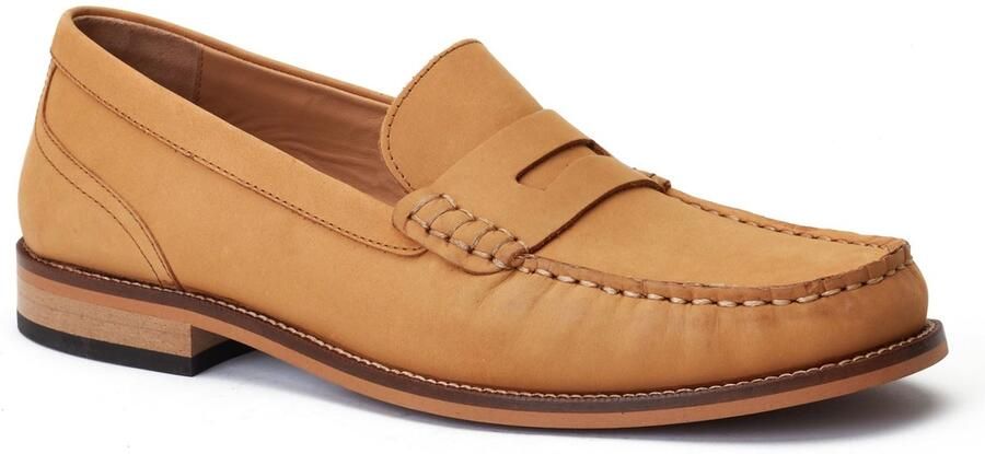 Base London Garfield Leren Heren Loafers In Verbrande Tan Kleur.