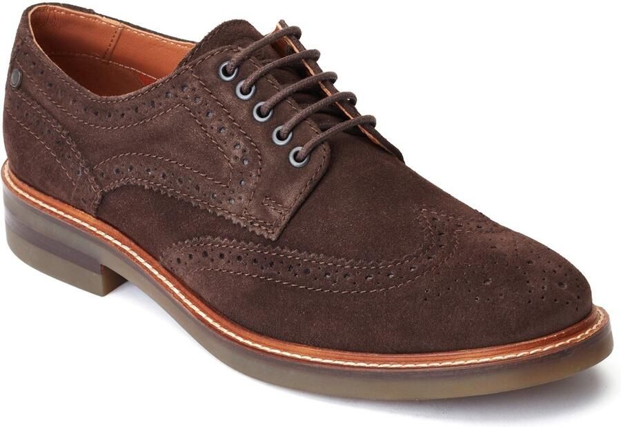 Base London Hatfield Lederen Herenschoenen In Verbrand Bruin Met Brogue-Details