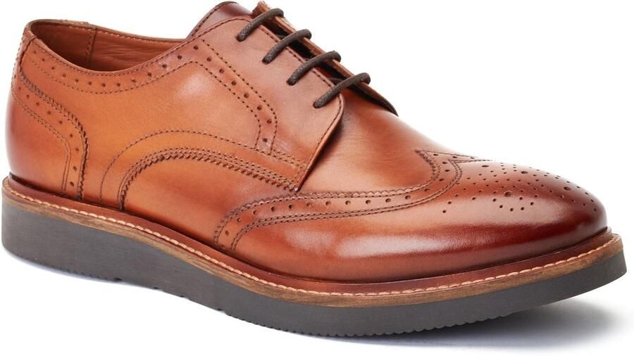 Base London Joe Leren Heren Burnt Tan Brogue Schoenen