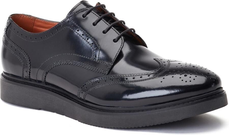 Base London Joe Leren Heren Zwarte Brogues Schoenen