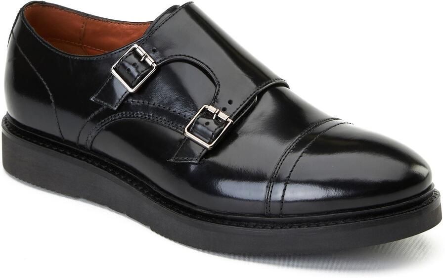 Base London Knight Leren Zwarte Dubbele Monniksschoenen Voor Heren