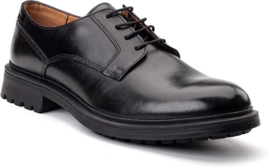Base London Locke Leren Heren Zwarte Veterschoenen