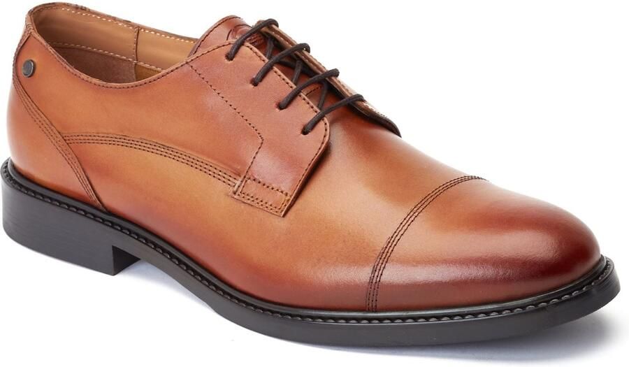 Base London Magnus Leren Herenschoenen In Verbrand Bruin Oxford-Stijl