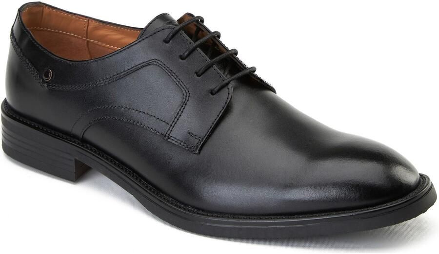 Base London Mouw Leren Heren Zwarte Veterschoenen