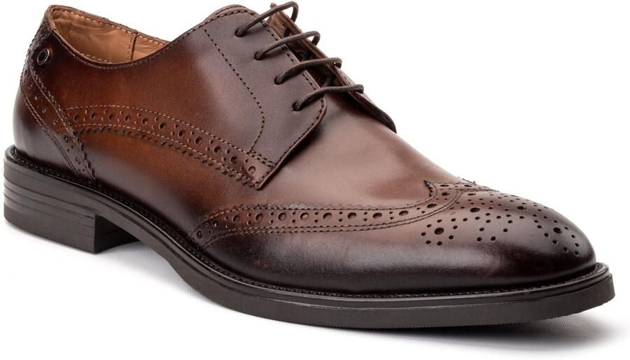 Base London Pocket Leren Heren Bruine Brogues Schoenen