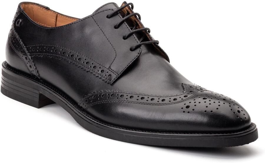 Base London Pocket Leren Heren Zwarte Brogues Schoenen