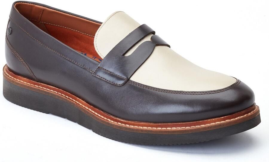 Base London Sid Leder Heren Bruin Beige Loafers