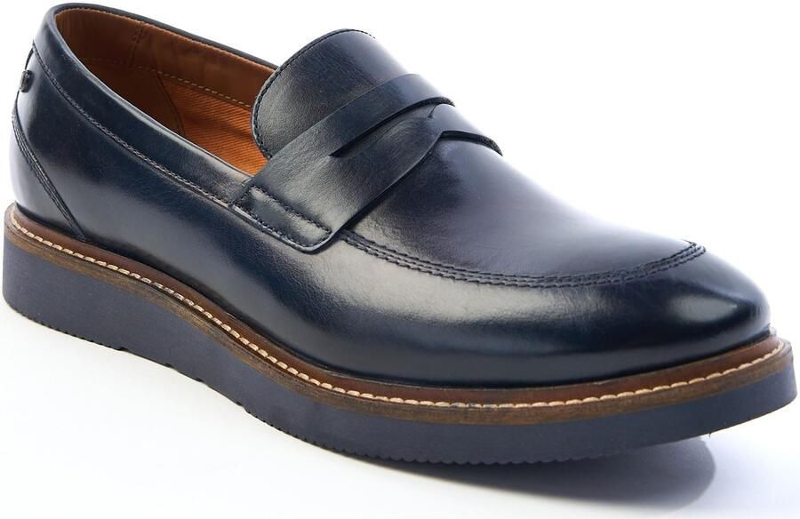 Base London Sid Leer Heren Navy Instappers