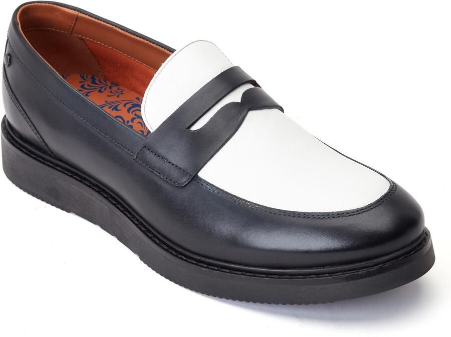 Base London Sid Leren Herenpantoffels Zwart Wit