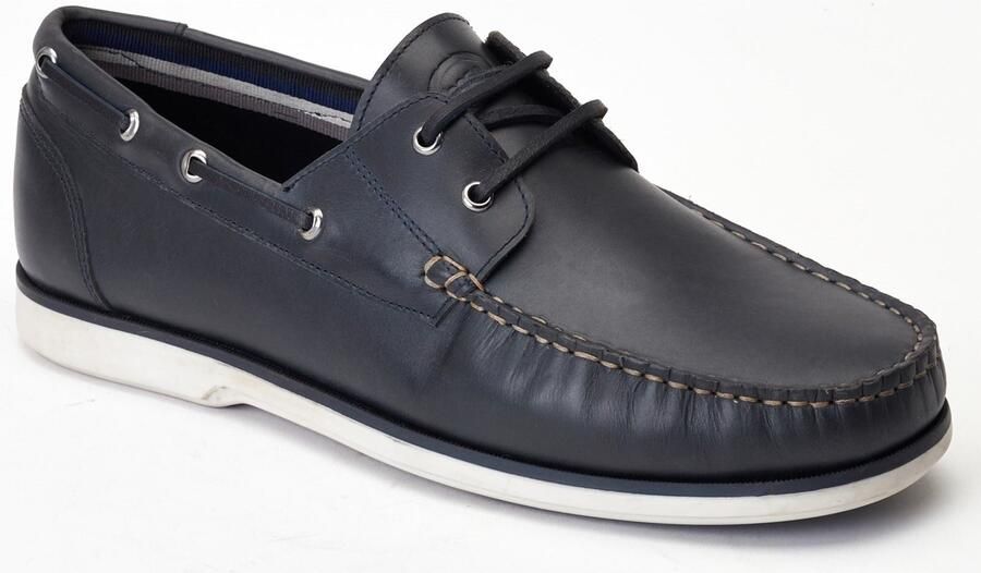 Base London Stern Leer Heren Navy Bootschoenen