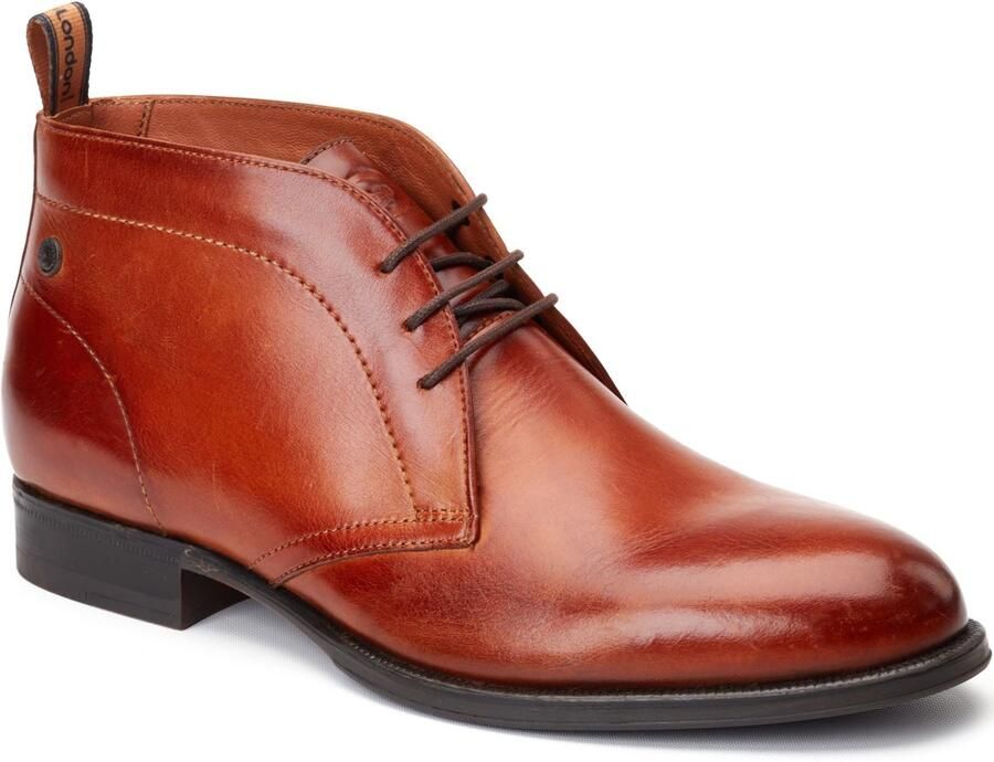 Base London Wallis Leren Heren Ankelboots in Geverfde Tan
