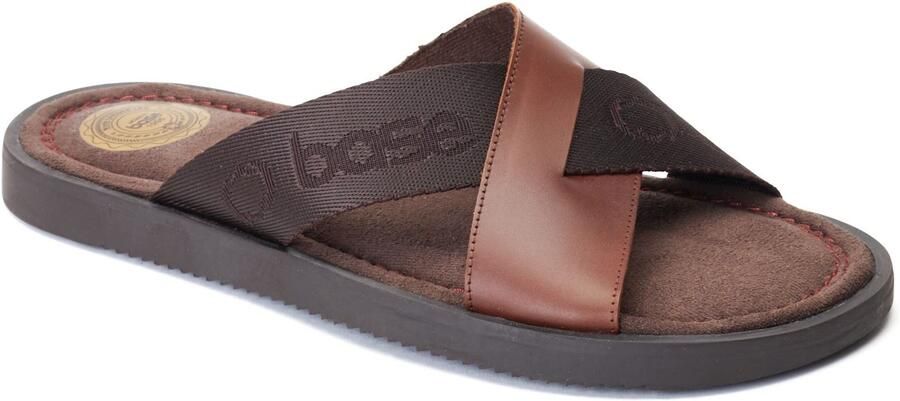 Base London Webb Leren Heren Sandalen In Gebrand Bruin
