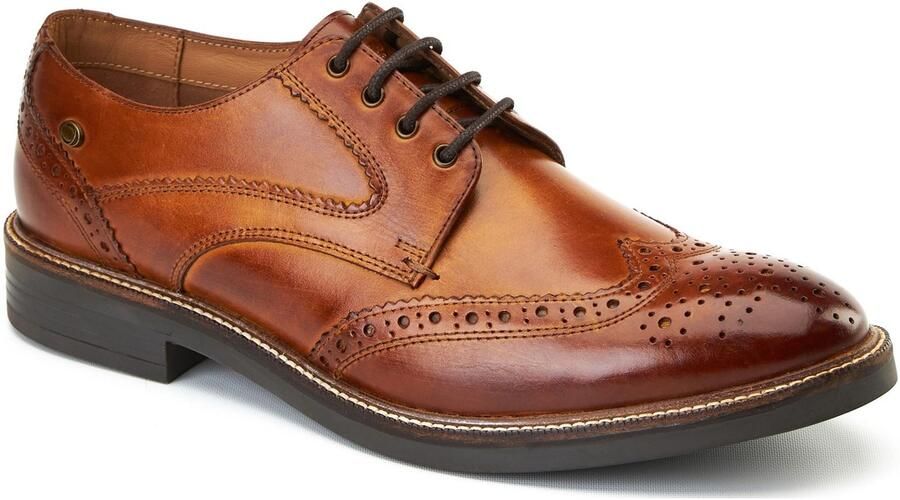 Base London York Leren Heren Brogue Schoenen in Geverfde Tan