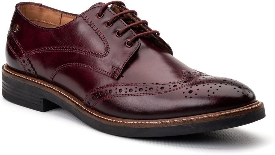 Base London York Leren Mannen Bordo Brogue Schoenen