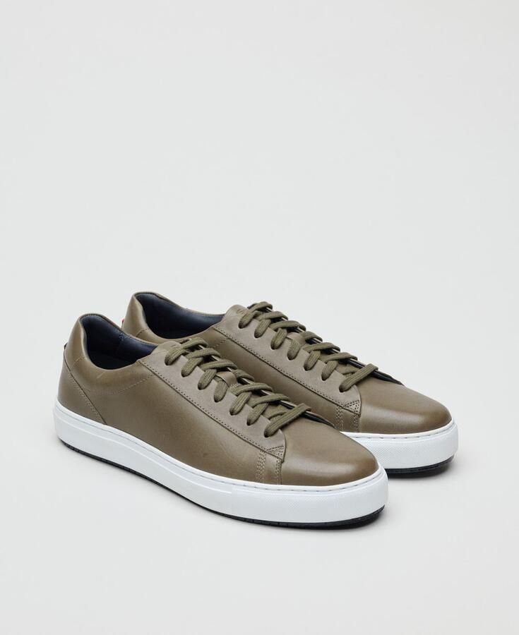 Ben Sherman Ace Cupsole Leren Mannen Olijf Sneakers