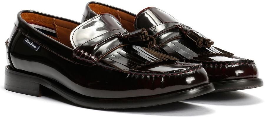 Ben Sherman Buster Leren Heren Rode Instappers