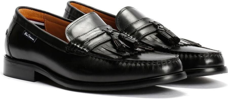 Ben Sherman Buster Leren Zwarte Mannelijke Instappers