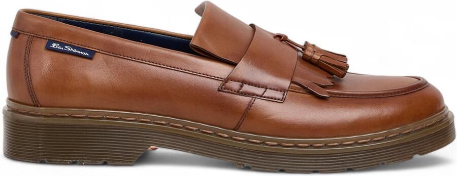 Ben Sherman Heren Bruine Leren Loafers met Kwastjes Dudley