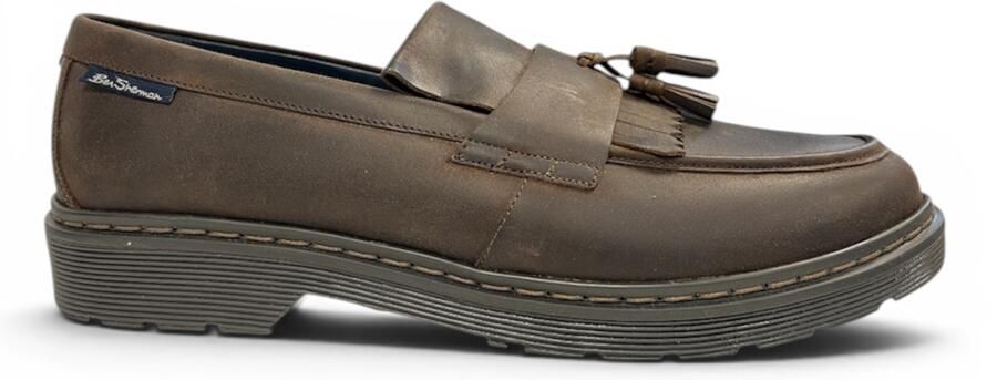 Ben Sherman heren loafers van bruin leer met kwastjes Dudley