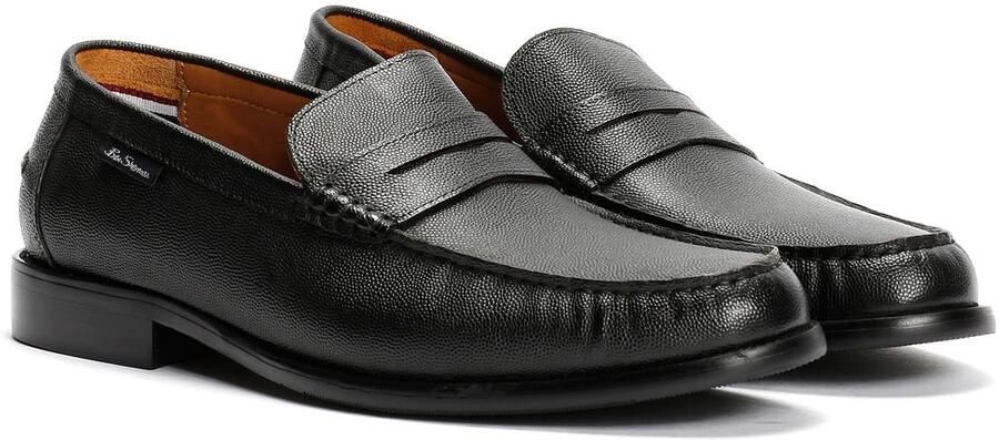 Ben Sherman Hester Leren Zwarte Mannelijke Instappers