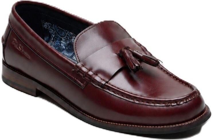Ben Sherman Sid Brush Off Leer Heren Bordeaux Suede Instapschoenen