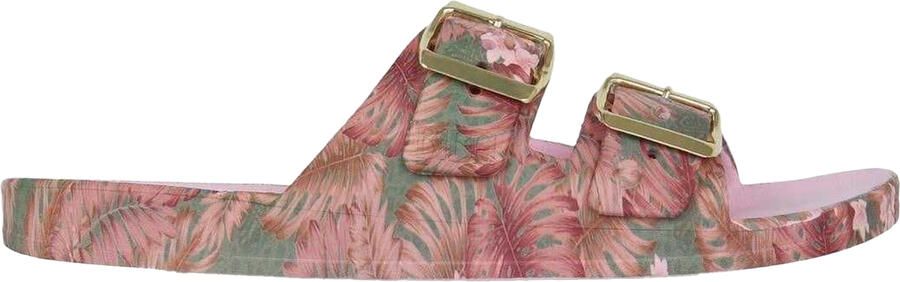 Biba -slippers met dubbele bandjes voor dames (Roze Groen)