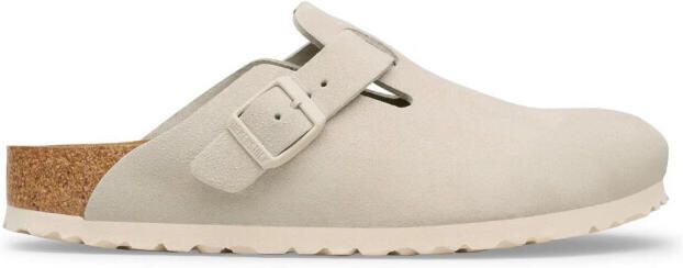 Birkenstock Boston suède beige smal voetbed unisex instapper