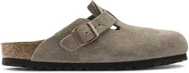 Birkenstock Boston suède taupe smal voetbed unisex instapper