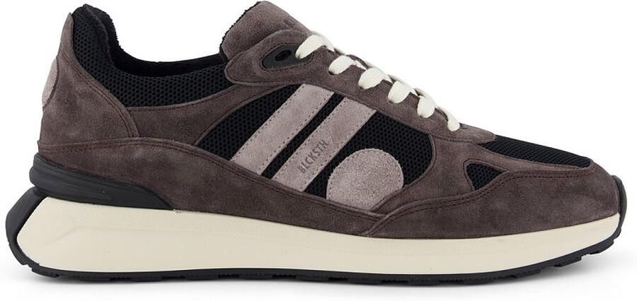 Blackstone bruin zwart effen sneakers suede