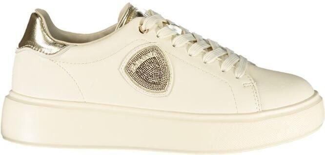 Blauer Beige Leren Dames Sneakers