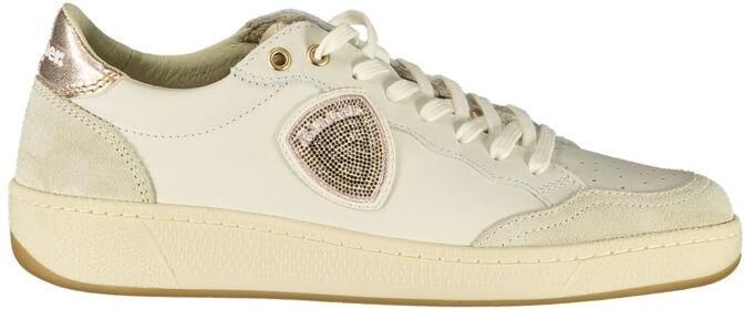 Blauer Witte Leren Dames Sneaker