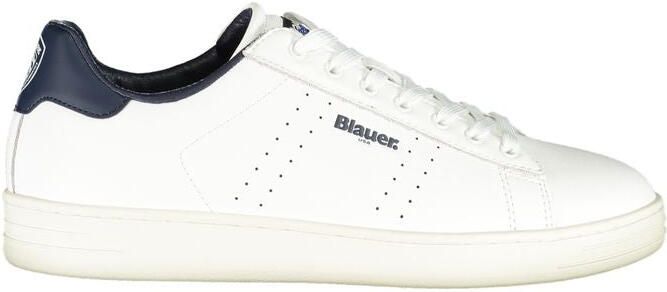 Blauer Witte Leren Heren Sneakers