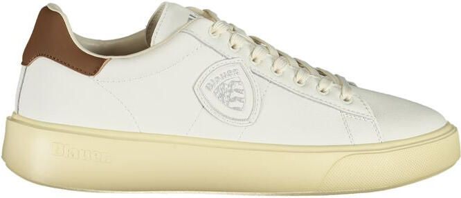Blauer Witte Leren Heren Sneakers