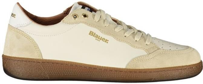 Blauer Witte Leren Heren Sneakers